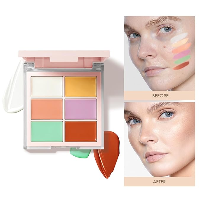 MAEPEOR Face Conceal Contour Palette 6 Colors Full Coverage and Lightweight Concealer Contour Palette Waterproof Long Lasting Contour Palette (Color 01)