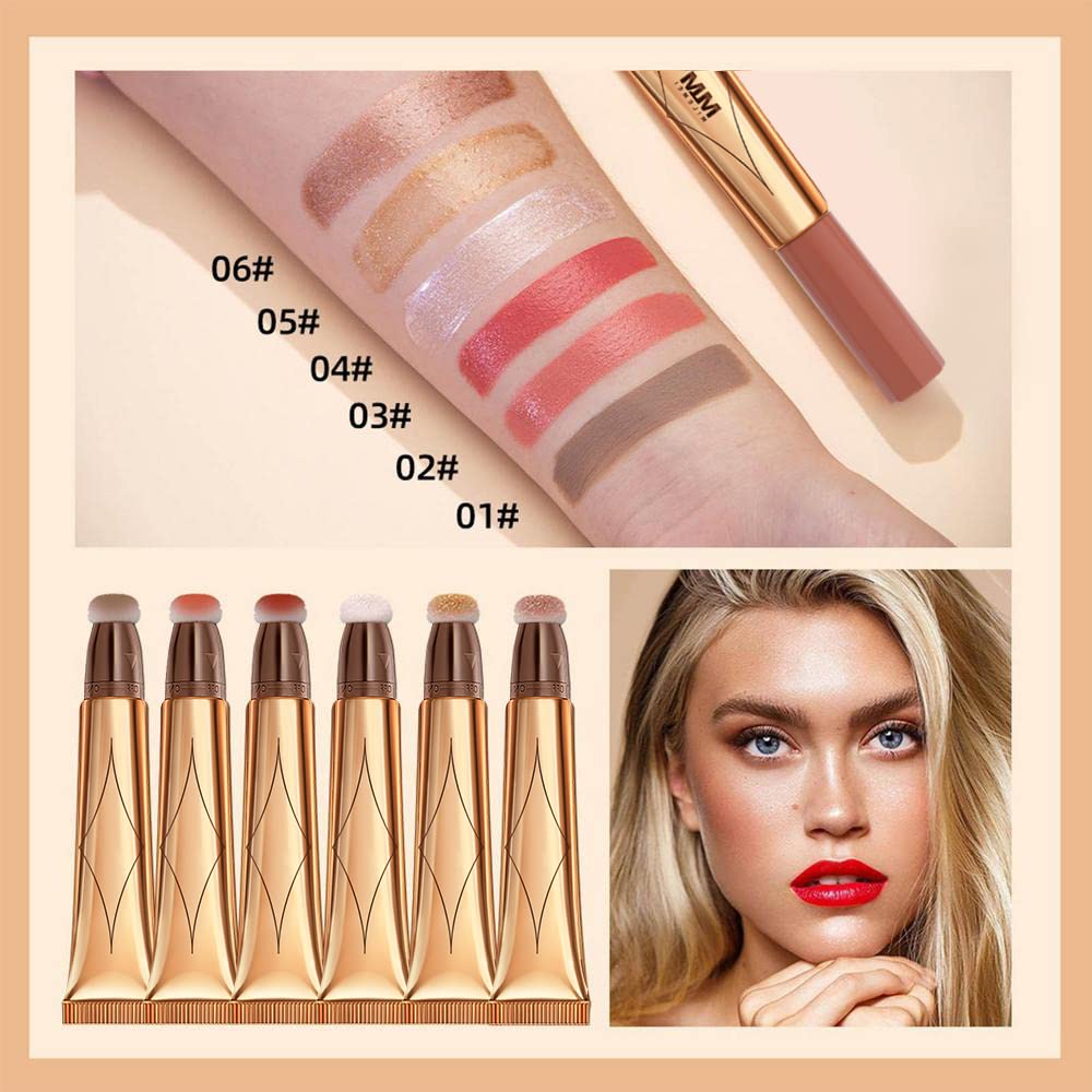 3 Color Contour Beauty Wand, Highlighter ，Blush，Face Concealer Contouring with Cushion Applicator Long Lasting & Smooth Matte Finish Liquid Illuminator Makeup Stick . (01#Contour +02#Blush+04#Highlighter)