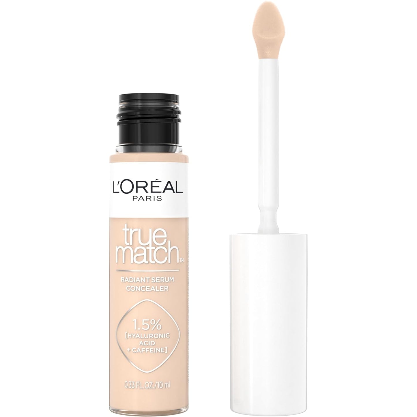 L’Oréal Paris True Match Radiant Serum Concealer, Brightening Under Eye Concealer Make Up with 1.5% Hyaluronic Acid and Caffeine, W3, 0.33 Oz