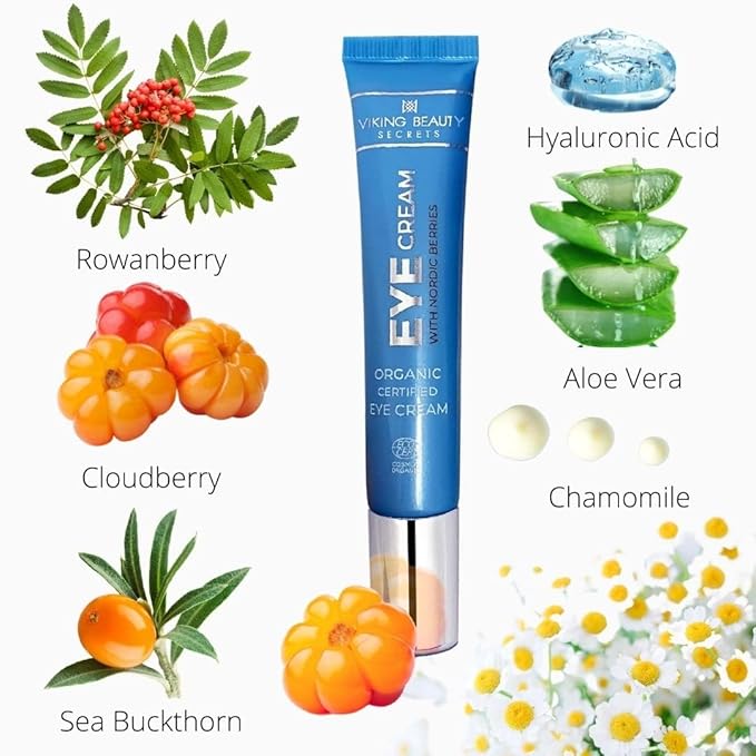 Eye Cream - Hyaluronic Acid and Nordic Berry Infused Eye Cream - Under Eye Cream for Reducing Dark Circles and Fine Lines - Hydrating Eye Cream for Daily Use