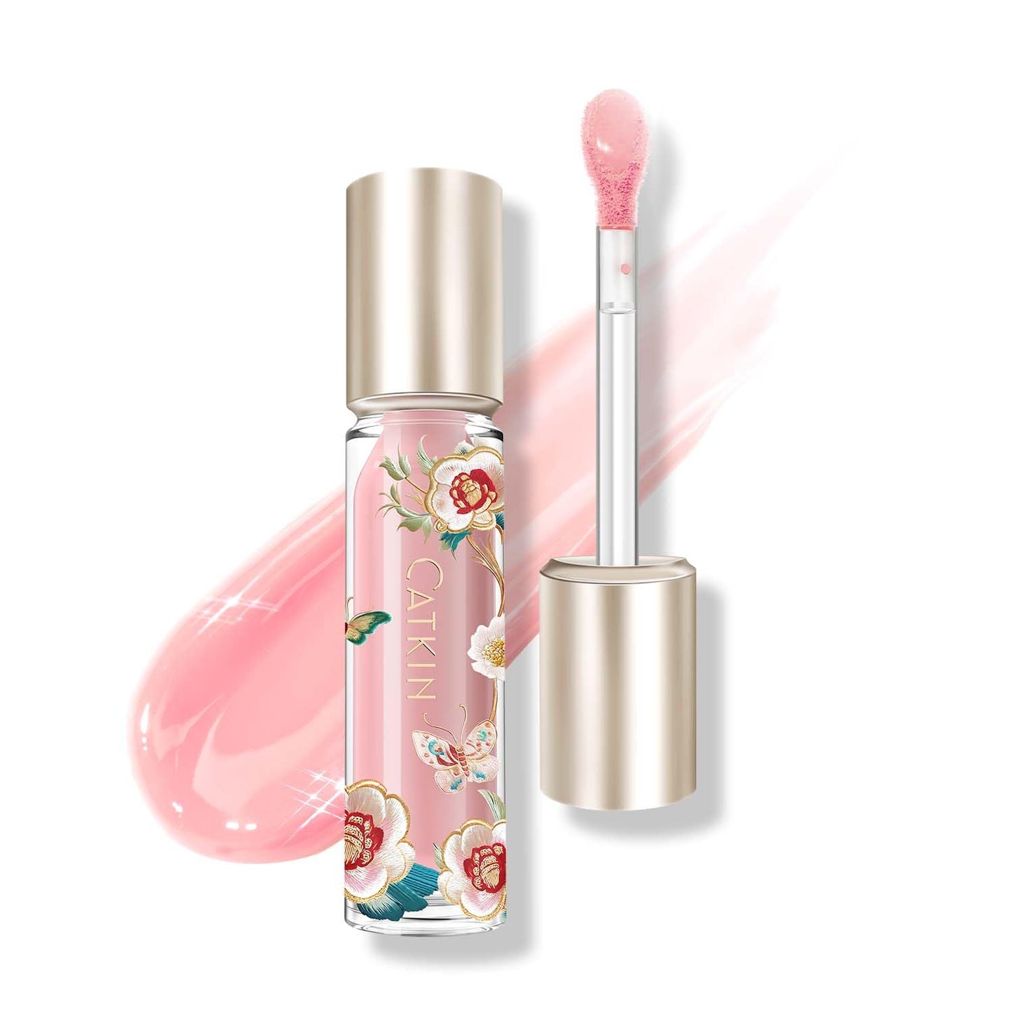Catkin Lip Plumper Gloss, Tinted Lip Serum with Hyaluronic Acid & Jojoba Oil, Non-sticky Volumizing Hydrating Formula for a High Shine Maximum 3D Look, Plump & Soft Lips 0.12 Fl Oz - C06 Peach Jade