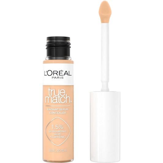 L’Oréal Paris True Match Radiant Serum Concealer, Brightening Under Eye Concealer Make Up with 1.5% Hyaluronic Acid and Caffeine, N5, 0.33 Oz