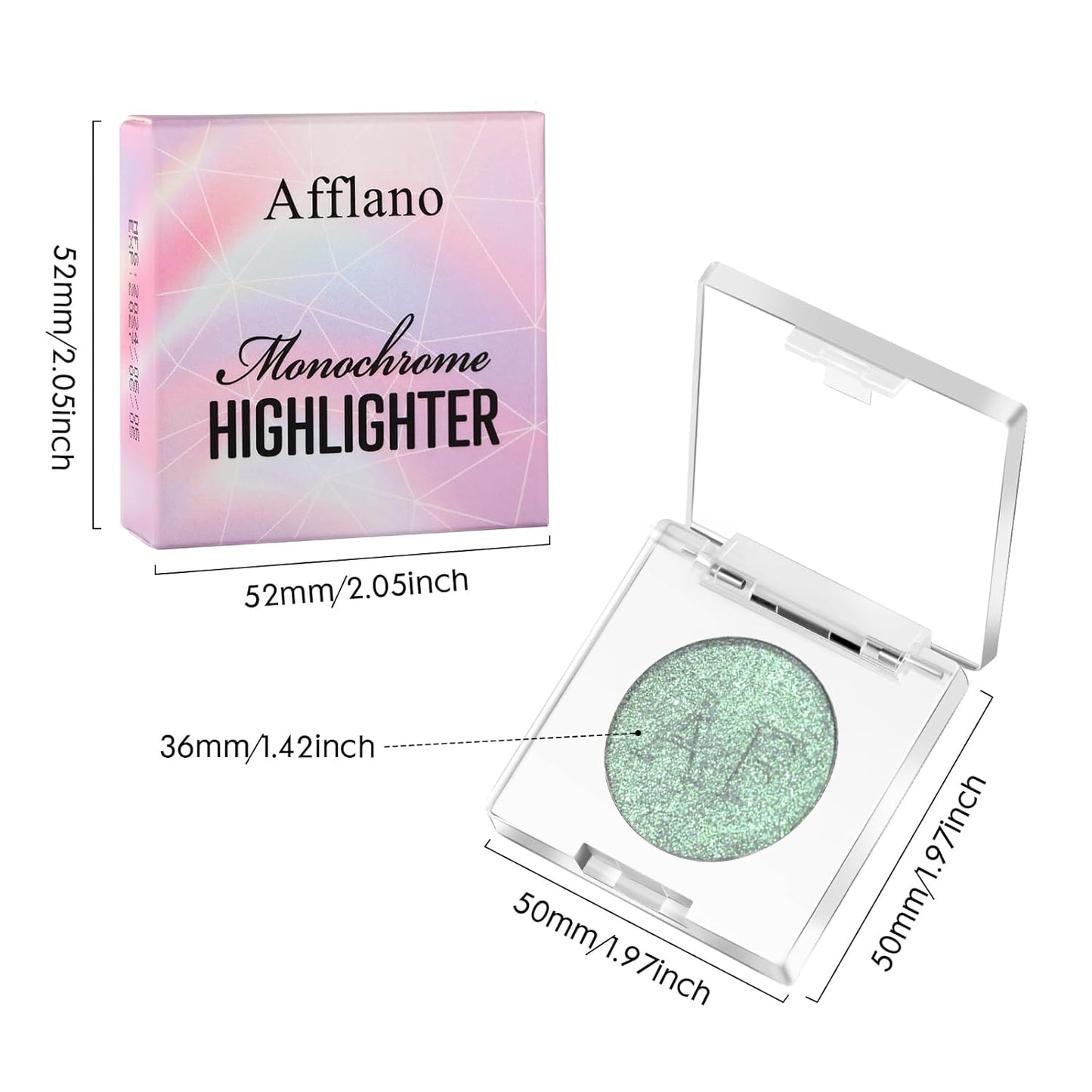 Highlighter Makeup Palette, Long Lasting New Formula, Dazzling Green-Silver Shimmer, Sheer Silver Base, Ideal for Face and Body Contour and Cheek Highlight (#04) Green-Silver Dazzling Shimmer