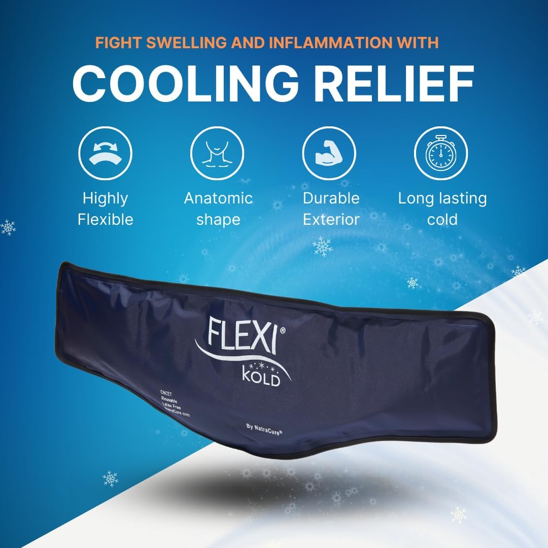 FlexiKold Gel Neck Ice Pack (23" X 8" X 5") - Reusable Cold Pack Compress (Therapy for Pain, Injuries of Neck, Lower Back, Shoulder, wrap Around Knee, Foot, Thigh, Elbow) - A6301-COLD