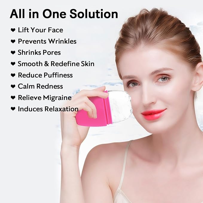 LATME Ice Cube Roller for Face Eyes,Reusable Silicone Ice Mold,Womens Gifts,Face Massager Roller Puffiness Migraine Pain Relief and Minor Injury