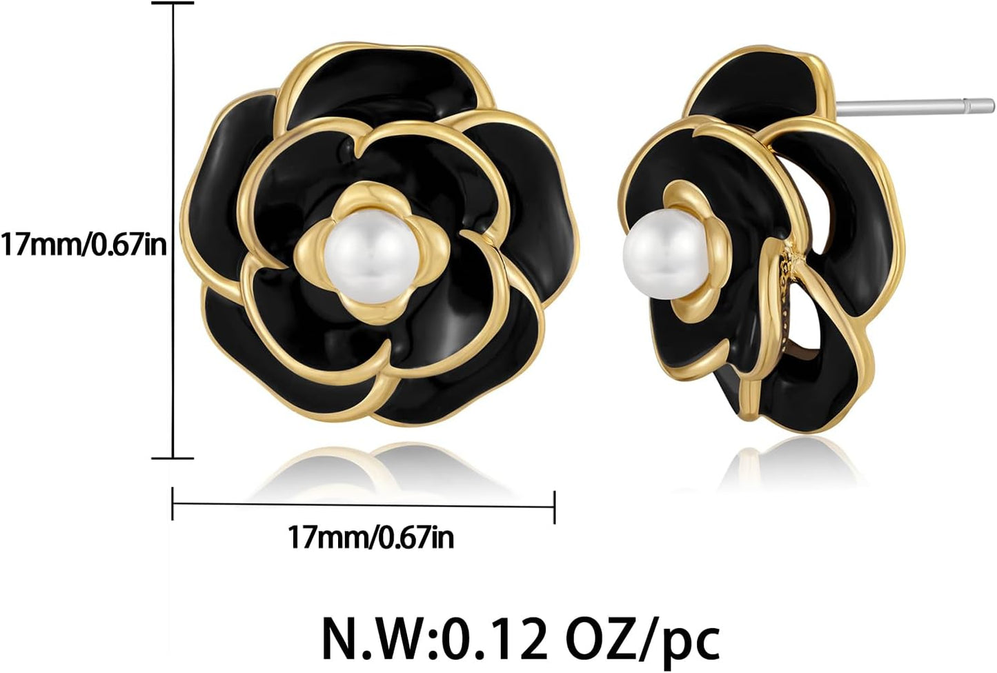 CLASSYZINT Gold/White/Red/Black Flower Stud Earrings For Women