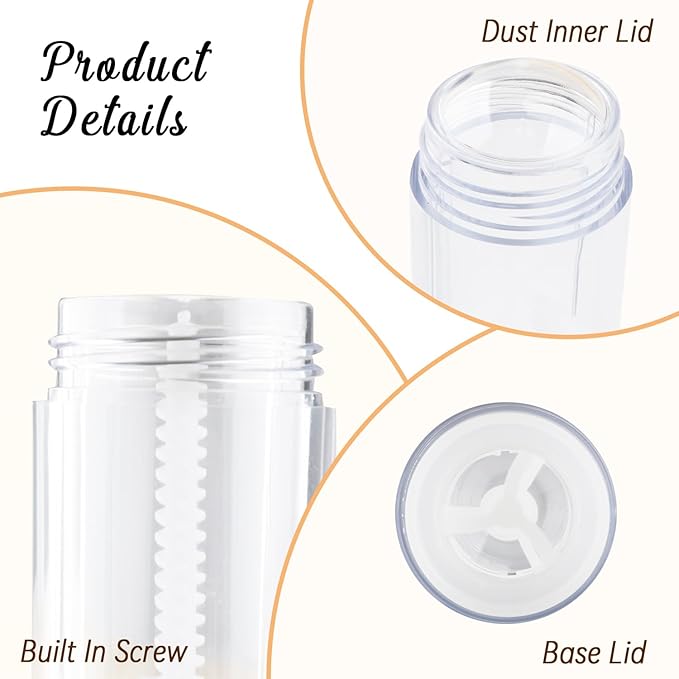 12 Pieces 15g Clear Plastic Deodorant Containers,Empty 1/2 oz Travel Lip Balm Tubes,Refillable Twist-UP Solid Perfume Tubes,Lipstick Tubes for DIY