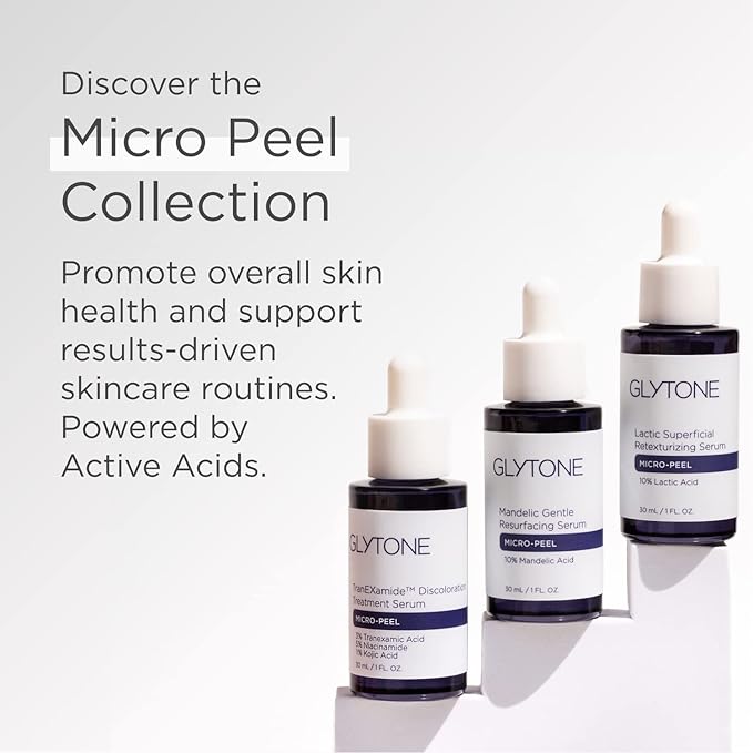 Glytone Micro-Peel Lactic Superficial Retexturizing Serum | Anti-Aging AHA Exfoliating Serum for Face with 10% Lactic Acid | Hydrates, Brightens & Reduces Wrinkles | Paraben-Free - 1 Fl oz