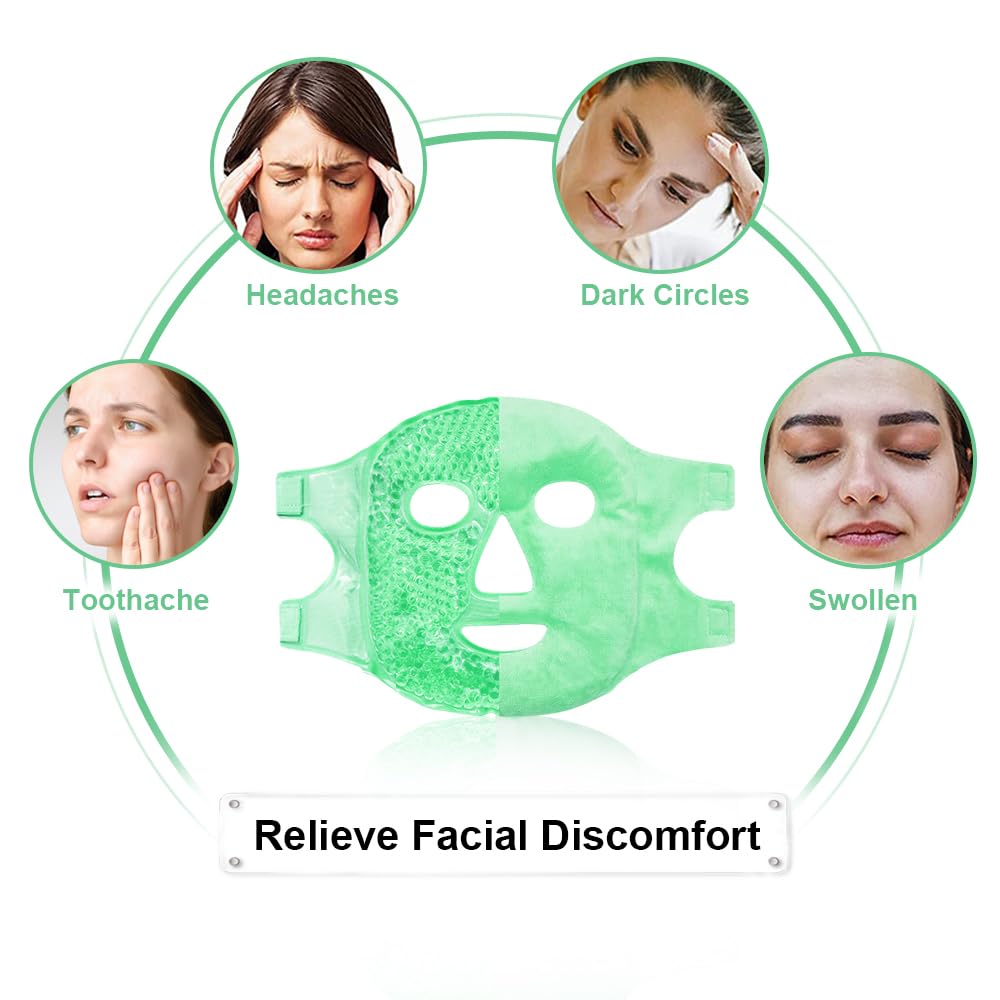 Cold Face Eye Masks Ice Face Mask Hot Cold Compress for Dark Circles, Puffiness, Migraines, Headache, Stress, Redness, Cooling Face Masks for Women Man, Skin Care