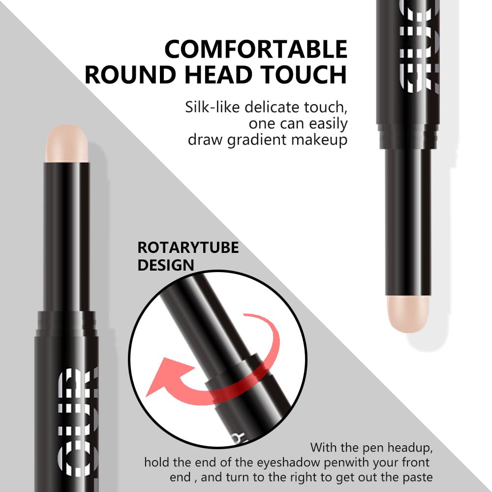 Nude Beige Smoky Cream Eye Shadow Stick Makeup for Women, Nude Beige Smoky Matte Eye Shadow Brightener Stick for Eyes, Waterproof Eyeshadow Pencil Applicator Blendable for Eye Highlight 01