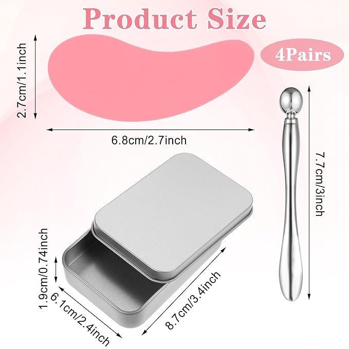 Under Eye Patches, 4 Pairs Reusable Under Eye Patches, Eye Patches for Puffy Eyes, with Metal Eye Cream Applicator, Eye Mask Silicone Eye Patches for Lifting Effect & Minimize Fine Lines & Wrinkles