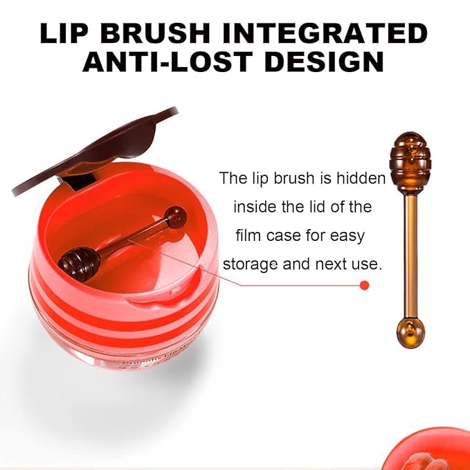 2PCS Strawberry & Honey Lip Balm, Hydrating Lip Propolis Sleeping Lip Mask, Moisturizing & Prevention Dry and Cracked Lip Scrubs Exfoliator, Lip Repair Nourishes the Lip Skin
