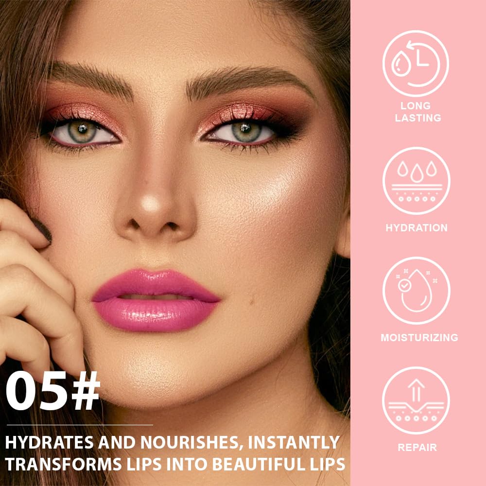 BINGBRUSH Color Changing Lipstick Set, PH Mood Peach Lip Balm and Gloss, Long Lasting Tinted Lip Stain (05# Lavender Bloom, 1 Count (Pack of 1))