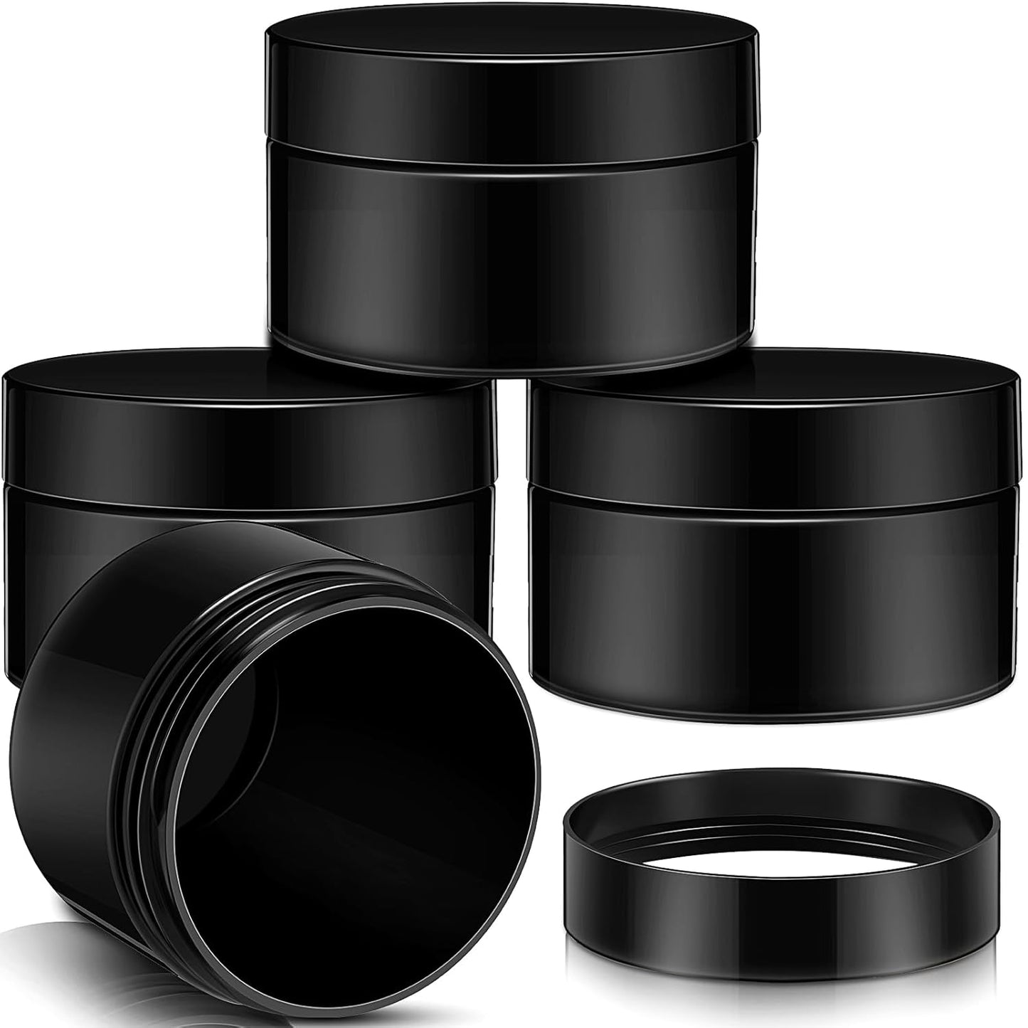 Patelai 4 Pieces Round Wide-mouth Leak Proof Plastic Container Jars with Lids for Travel Storage Makeup Beauty Products Face Creams Oils Salves Ointments DIY Making(1 Ounce,Pure Black)