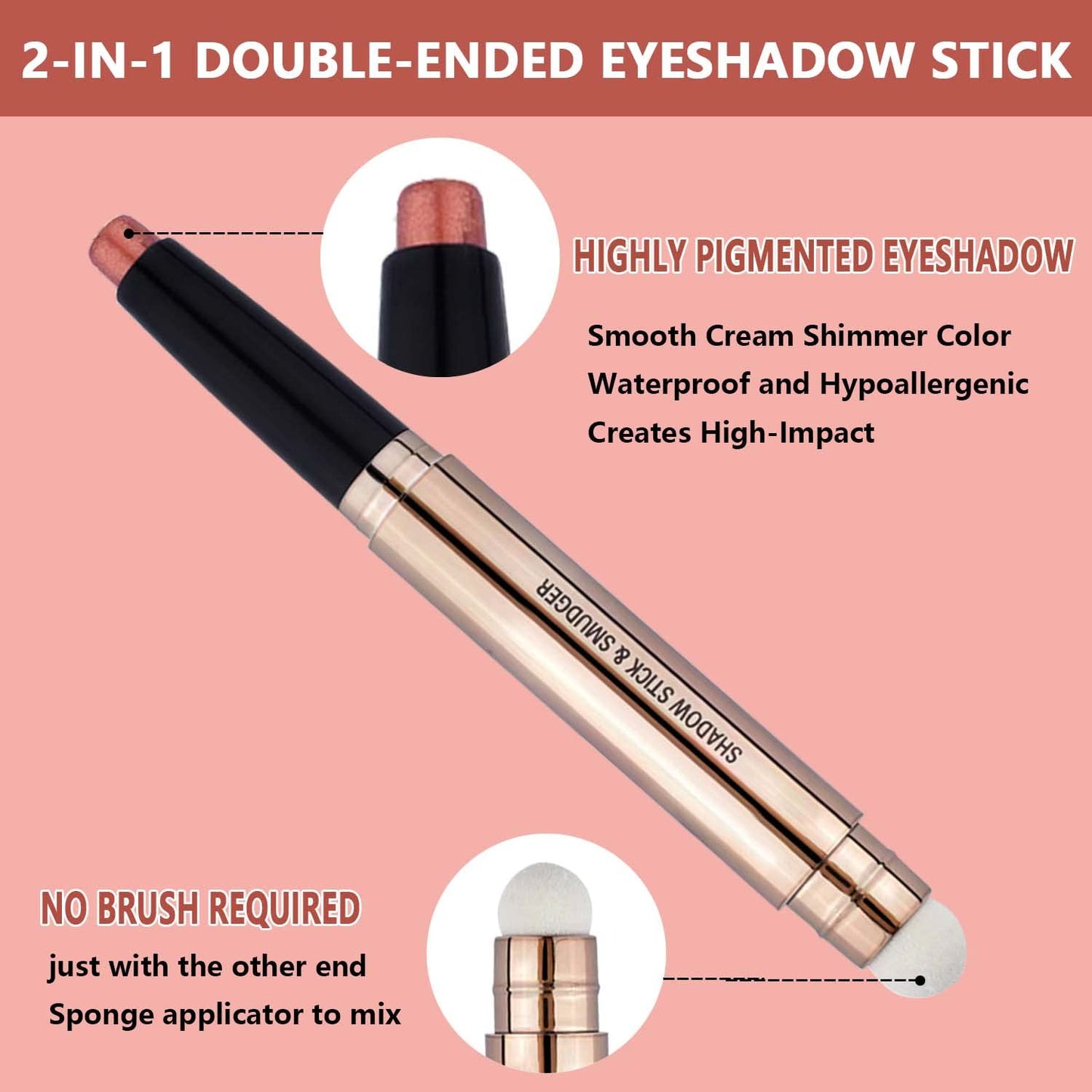 Thriving Eye Shadow Sticks Smooth Cream Eyeshadow Pencil Hypoallergenic Waterproof Long Lasting Eyeshadow Highlighter Stick Makeup Single Pen Crayon (Copper Shimmer 05#)