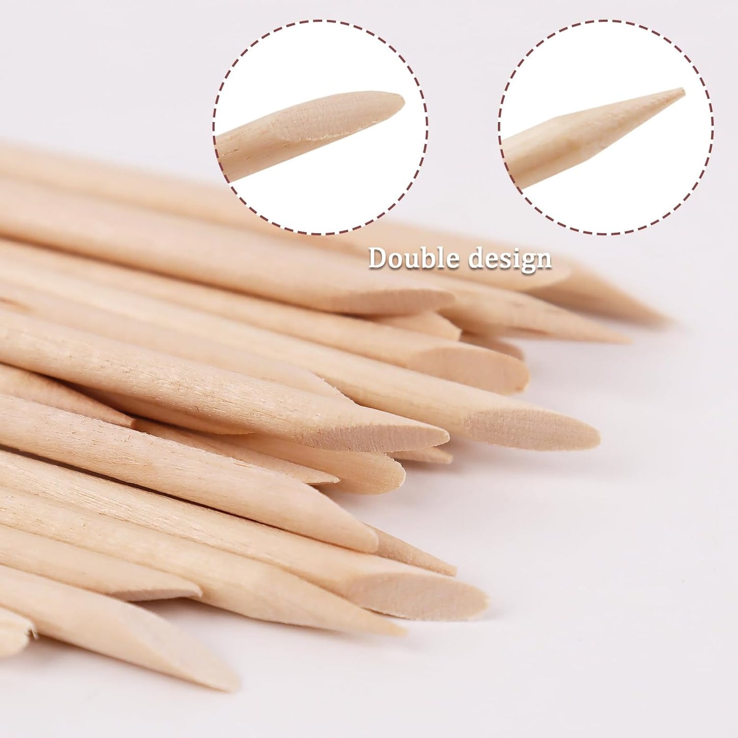 300 Pcs 4.5 Inch Orange Wooden Cuticle Pusher Sticks, Double-Sided Professional Manicure and Pedicure Pushers for Nail Art