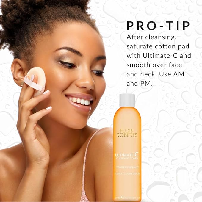 Ultimate-C Clarifying Toner by Flori Roberts, Facial Toner for Women of Color or Deeper Skin Tones, Protects Against Signs of Aging, Refreshing, Hydrating, Calming, Alcohol-Free