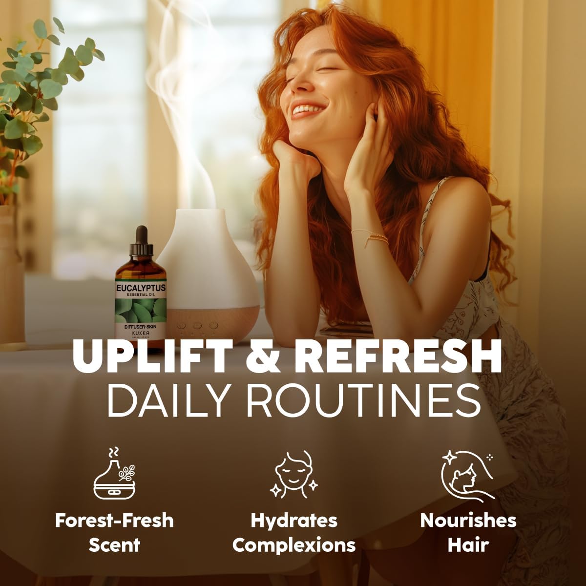 Kukka Eucalyptus Essential Oil for Diffuser, Humidifier, Skin, Hair - 4 Fl Oz / 118 ml, DIY Soap Making Scents