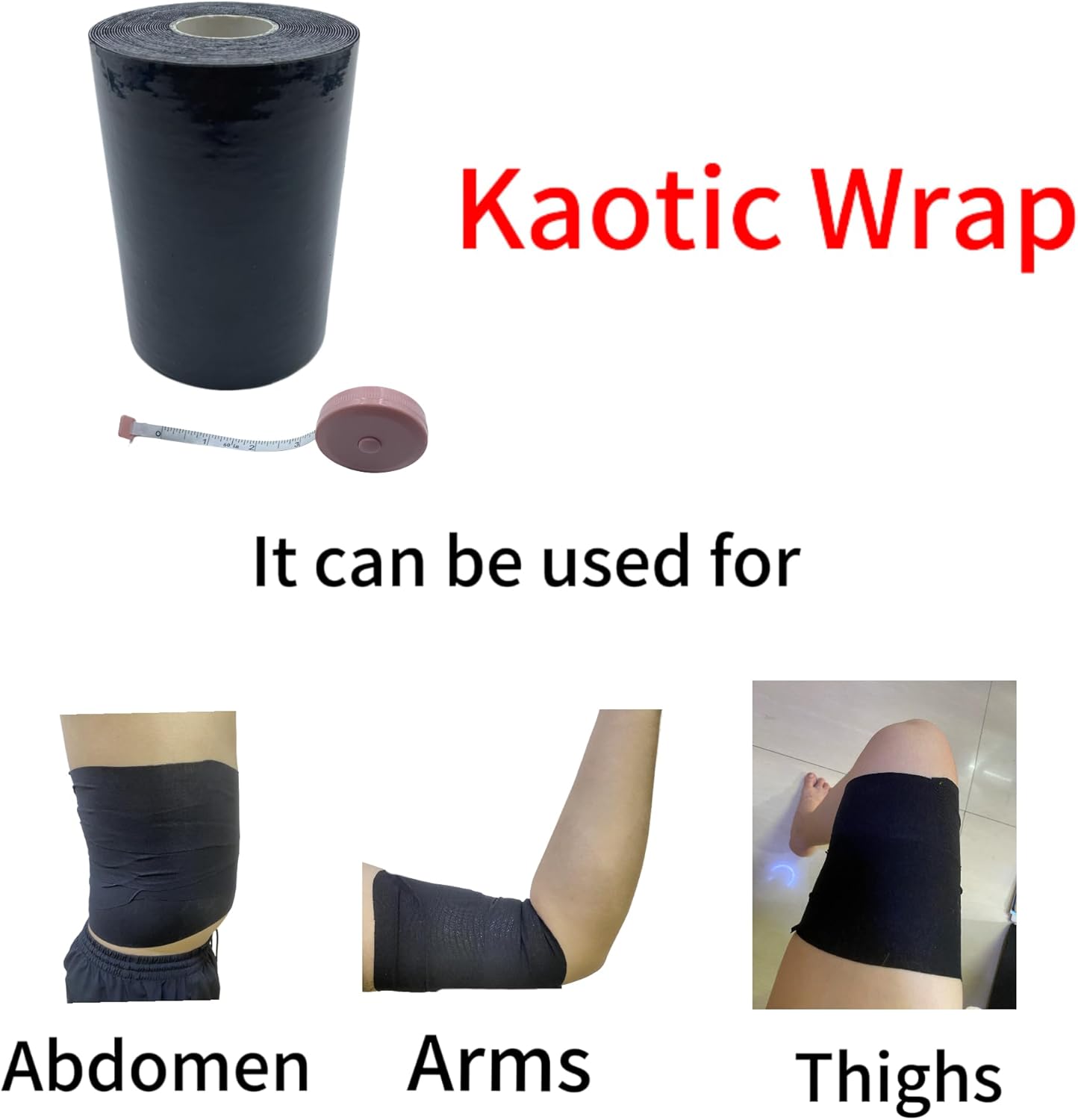 Body Stomach Compression Tape- Extra Wide Kaotic Magic Tape for Body Shaping& Workout& Sweater Enhancer& Skin Protection (Black/10CM*5M) (1 Roll)