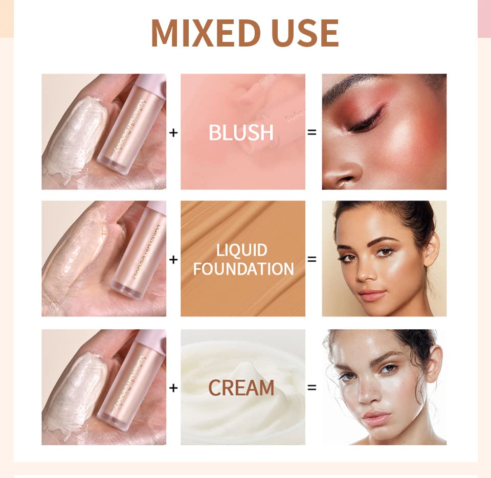 UNYOKE Liquid Highlighter, Highlighter makeup Stick，Makeup Highlighter Face Illuminator, Beauty Glow Highlight Body Shimmer, Waterproof Smooth Cream Highlighter, Longlasting Liquid Highlighter, Body Highlighter.-03#