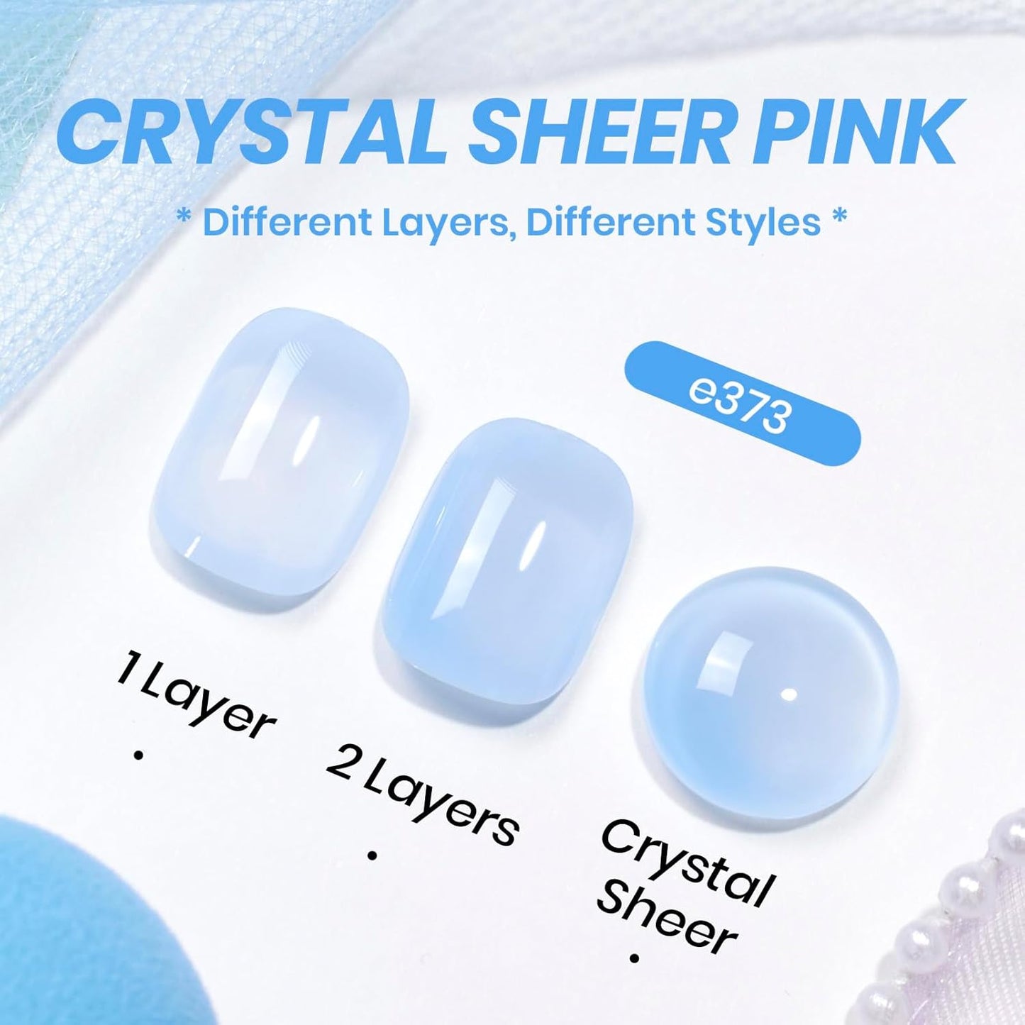 Beetles Blue Jelly Gel Nail Polish - 15ml Blueberry Milk Nails Sheer Neutral Translucent Hazy Blue Gel Polish Soak Off UV Summer Nail Art Manicure Salon Home DIY Gift for Manicure Women