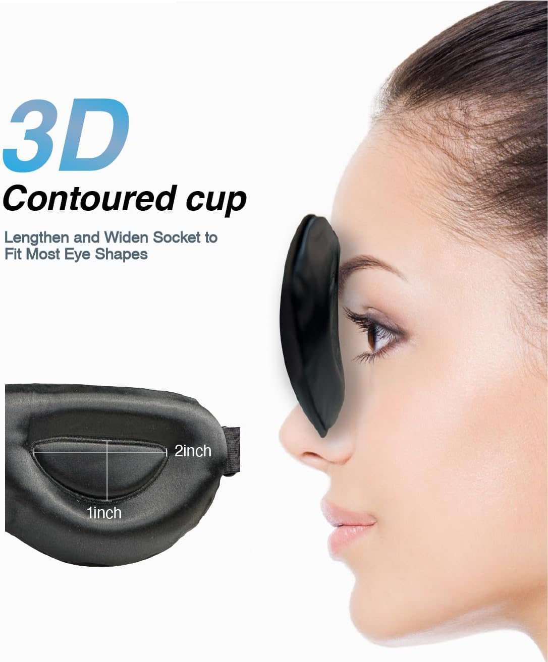 PROMEED Adjustable 23 Momme Mulberry Silk Sleep Mask, 3D Contoured No-Pressure Cup Eye Mask for Sleeping, Super Soft Breathable Blindfold, Perfect Blocks Light for Sleeping (Champagne)