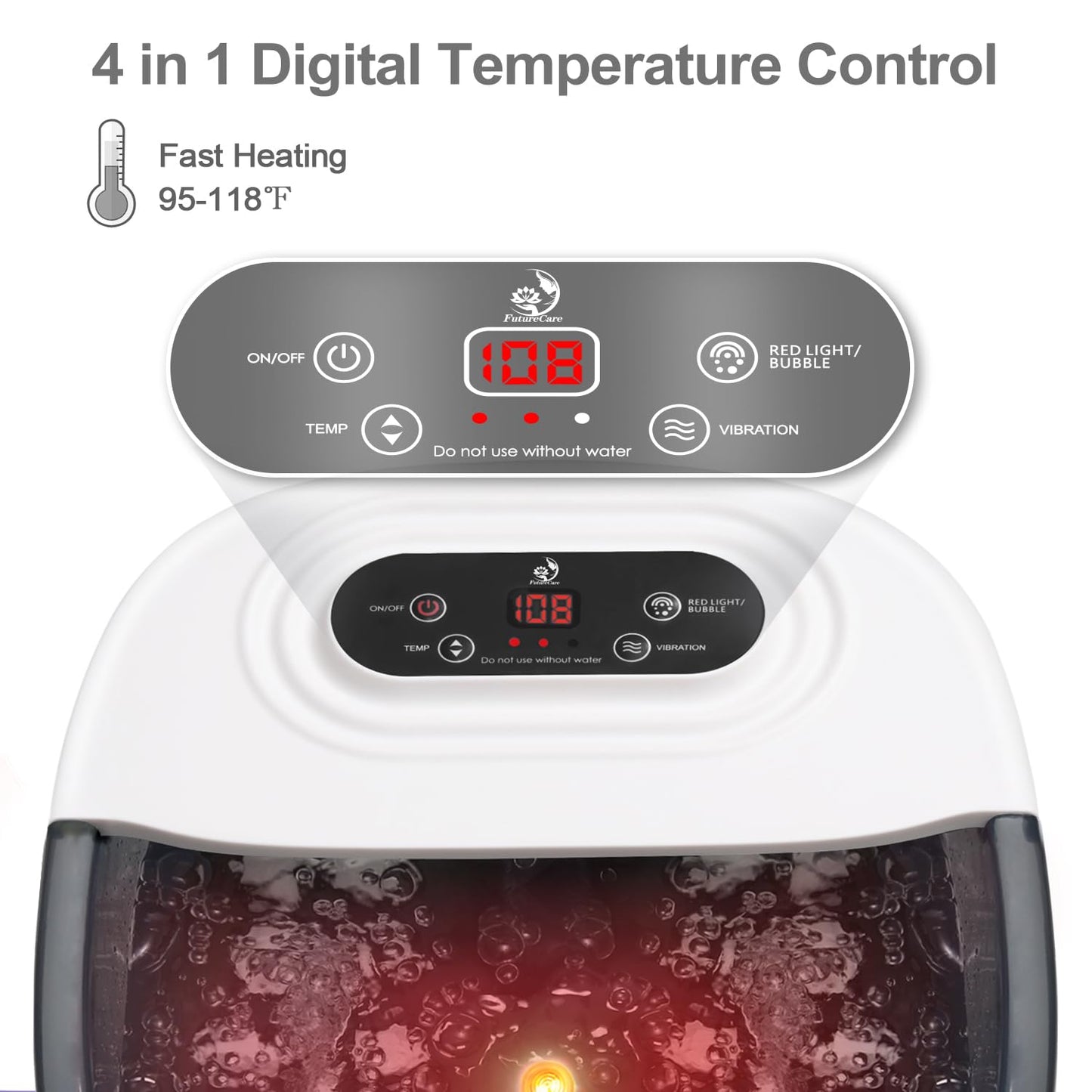 Foot Spa Bath Massager with Heat Bubbles and Vibration Massage and Jets, 16 OZ Calming Lavender Foot Soak Epsom Salt, MoodRelish Foot Soaker with Red Light, 22 Massage Rollers, Adjustable Temp -Grey