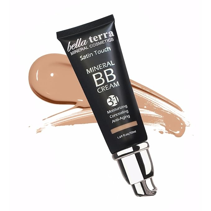 Bellaterra Cosmetics BB Cream - Tinted Moisturizer, Mineral Foundation Makeup, Medium 104 | Skin Perfector, 1.69 oz