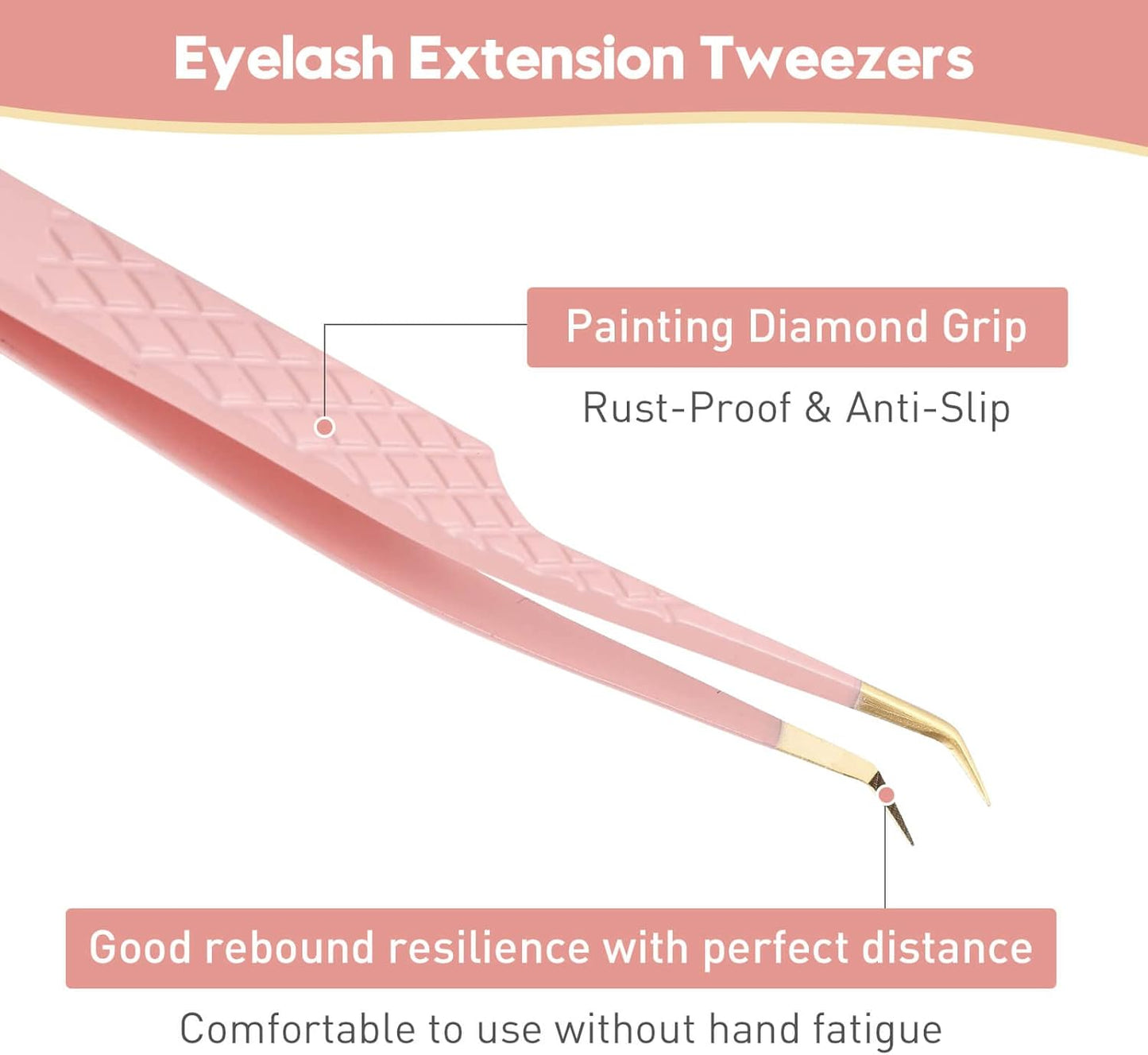 Ms.Queen Tweezers for Lash Extensions,Precision 45 Degree Lash Tweezers for Volume Classic Lashes Premade Fans