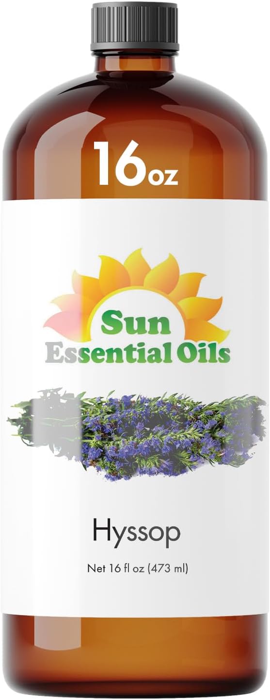 Sun Essential Oils - Hyssop Essential Oil 16oz for Aromatherapy, Diffuser, Soothing, Relaxation