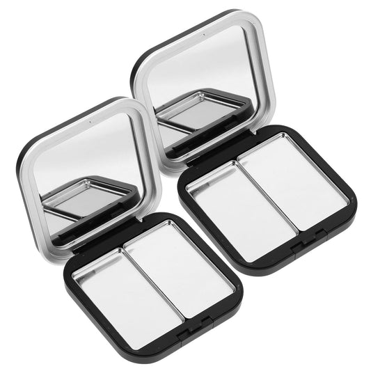 Beaupretty Empty Eyeshadow Palettes 2PCS Empty Eyeshadow DIY Lipstick Lip Balm Blusher Containers Refillable Makeup Storage Case Box with Mirror
