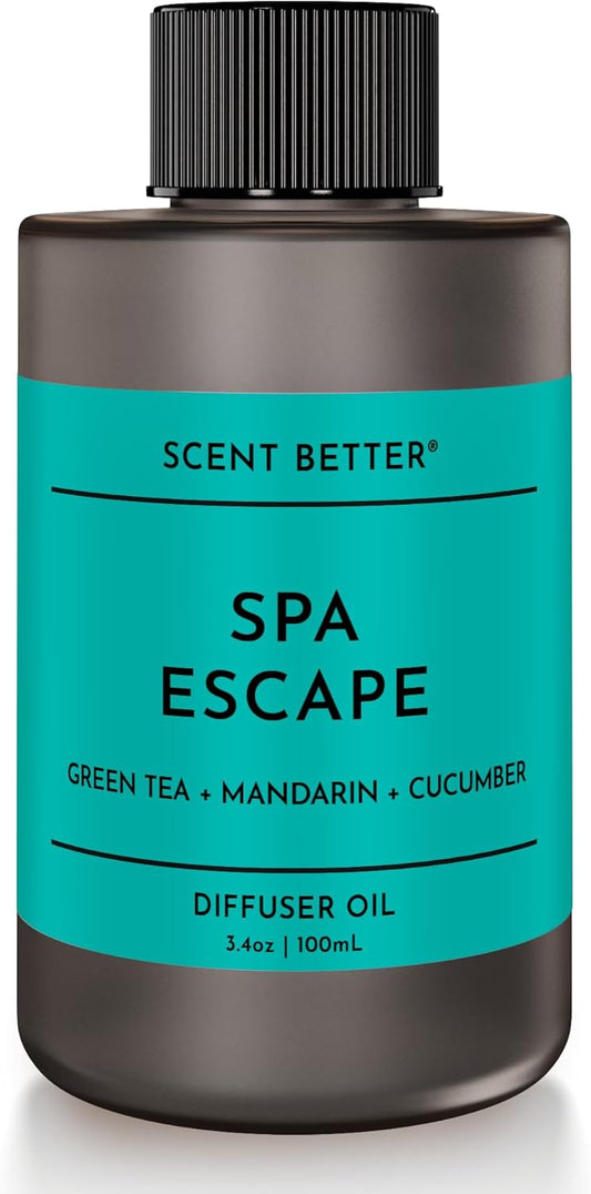 Scent Better Spa Escape Aroma Essential Oil Blend: an Aromatherapy Blend of Green Tea, Mandarin, and Cucumber for Ultrasonic Diffusers & Nebulizers (3.3 Fl Oz, 100 mL)