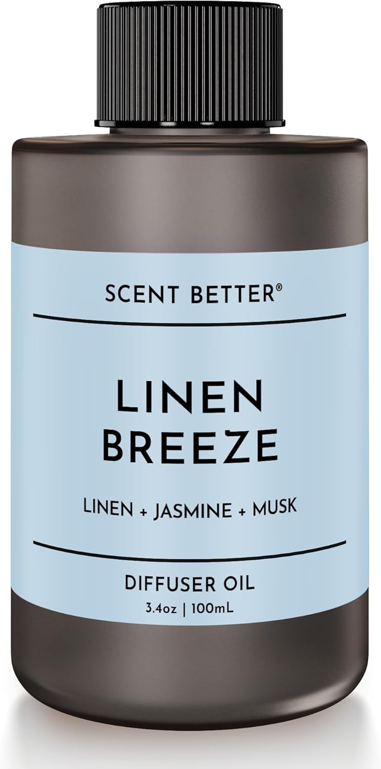 Scent Better Linen Breeze Aroma Essential Oil Blend: an Aromatherapy Blend of Linen, Jasmine, and Musk for Ultrasonic Diffusers & Nebulizers (3.3 Fl Oz, 100 mL)