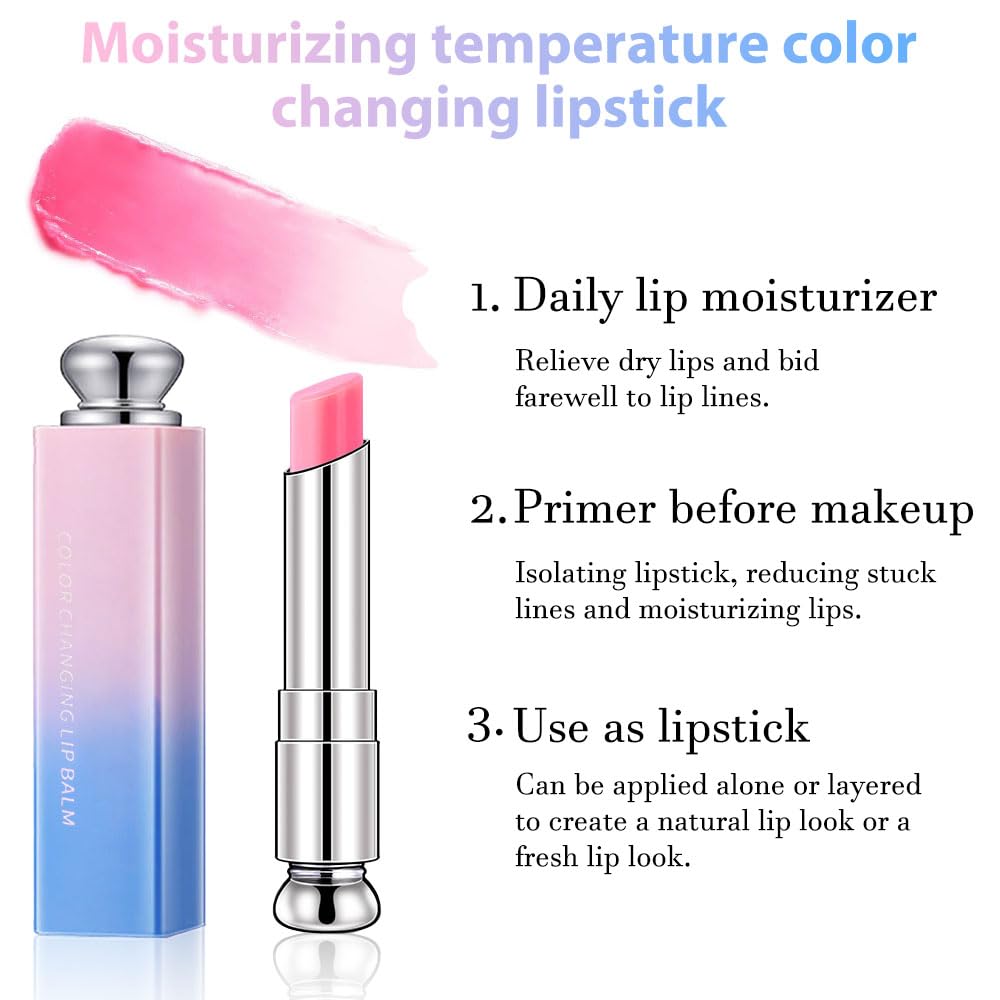 BINGBRUSH Color Changing Lipstick Lip Balm,Korean Magic Lipstick Color Change Changing Lip Tint Tinted Stain Gloss Balm Long Lasting Waterproof Moisturizer (214#)