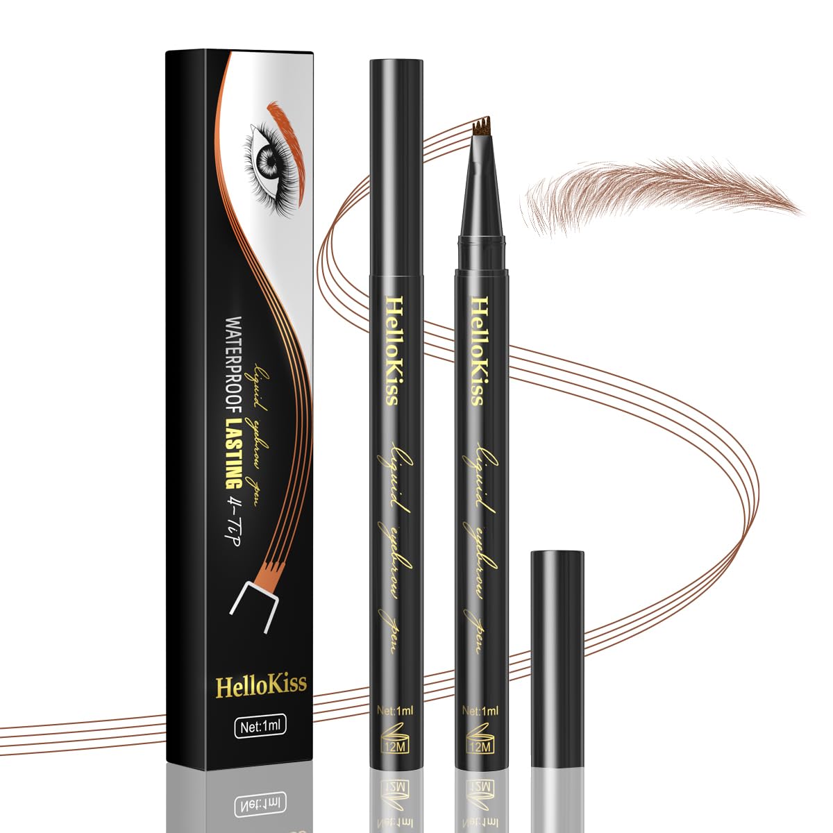 Microblading Eyebrow Pencils For Women,Eyebrow Pen,Brow Pencil,Long Lasting Waterproof And Sweat-Proof,4 Tip Precise Eye Brow Makeup Pen,Create Natural Hair-Like Brows