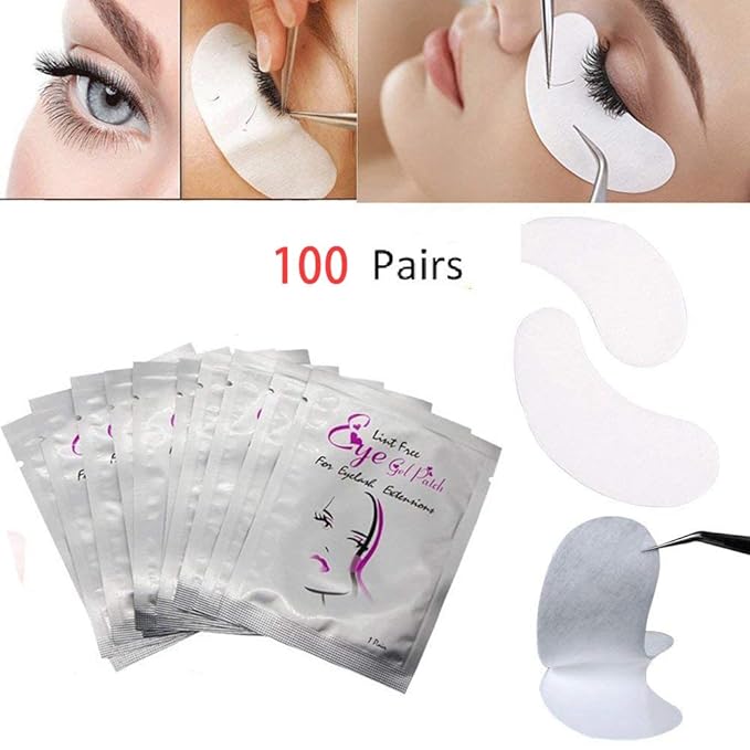 Eye Gel Pads 100 Pair Under Eye Pads Eyelash Extension Pads DIY Eye Lip Patch Pad Sticker Tapes False Eyelash Lash Extension Makeup Eye Gel Patches Lash Extension Beauty Tool Lip Powder Holder