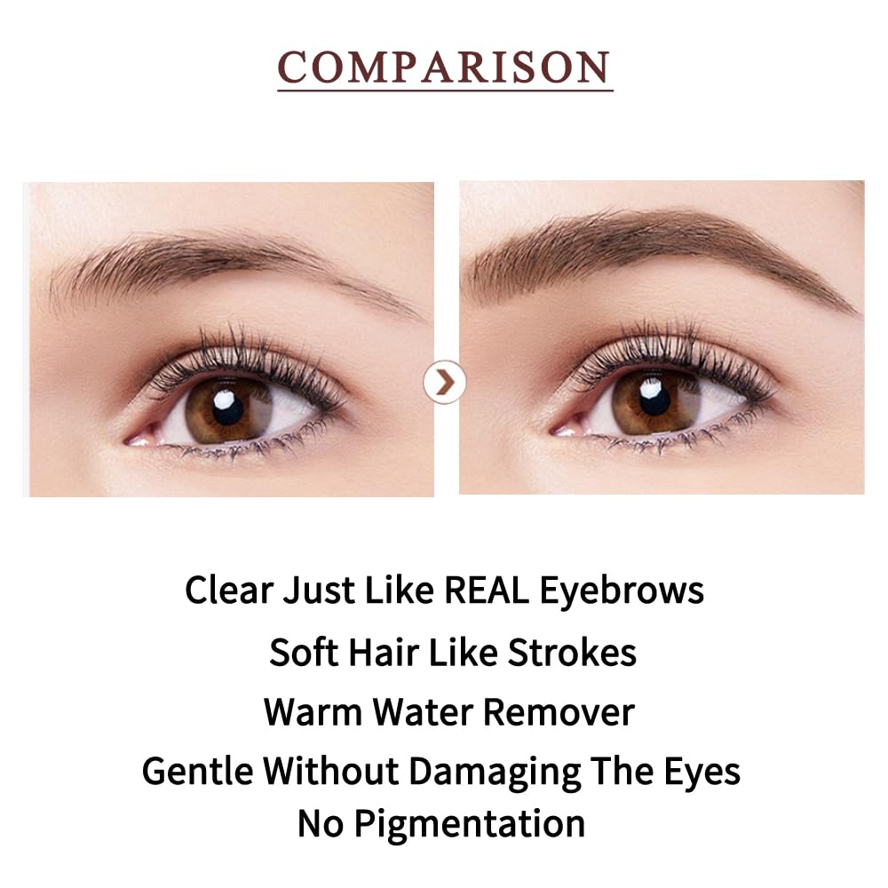 Waterproof Eyebrow Pen - Microblading Tattoo Brow Pencil, 24 Hours Long Lasting, Creates Natural Looking (Black Brown - 2 PCS)