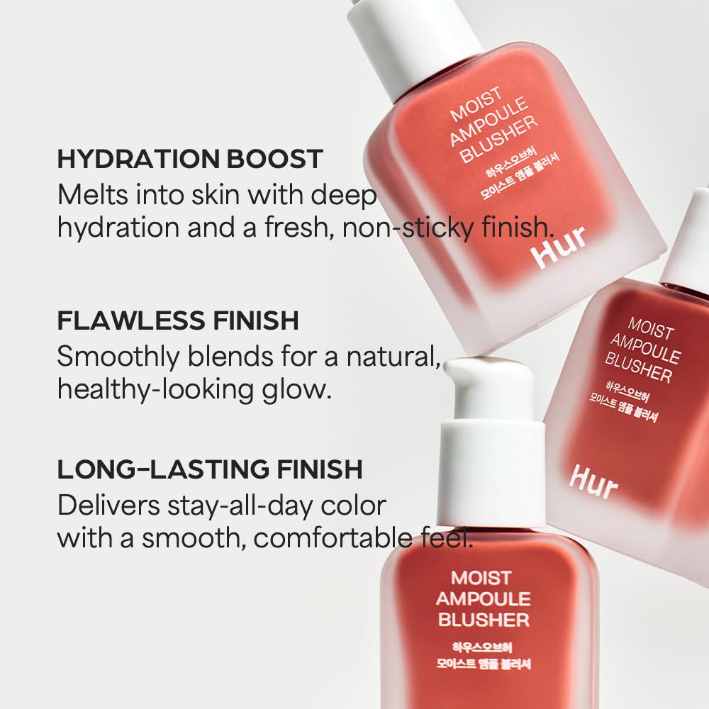 Moist Ampoule Blusher with 50% Moisture Essence | Hydrating & Long-Lasting Blush | 0.68fl.oz (9 Shades) (Ruby Red)