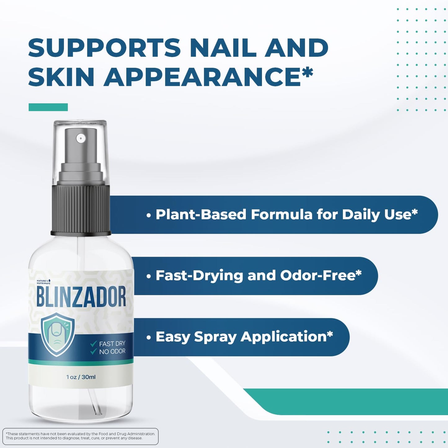 Blinzador – Natural Spray for Foot & Nail with Plant-Based Ingredients – Fast-Drying, Odorless, Easy-to-Use | 1oz (30ml), 6 Month Supply