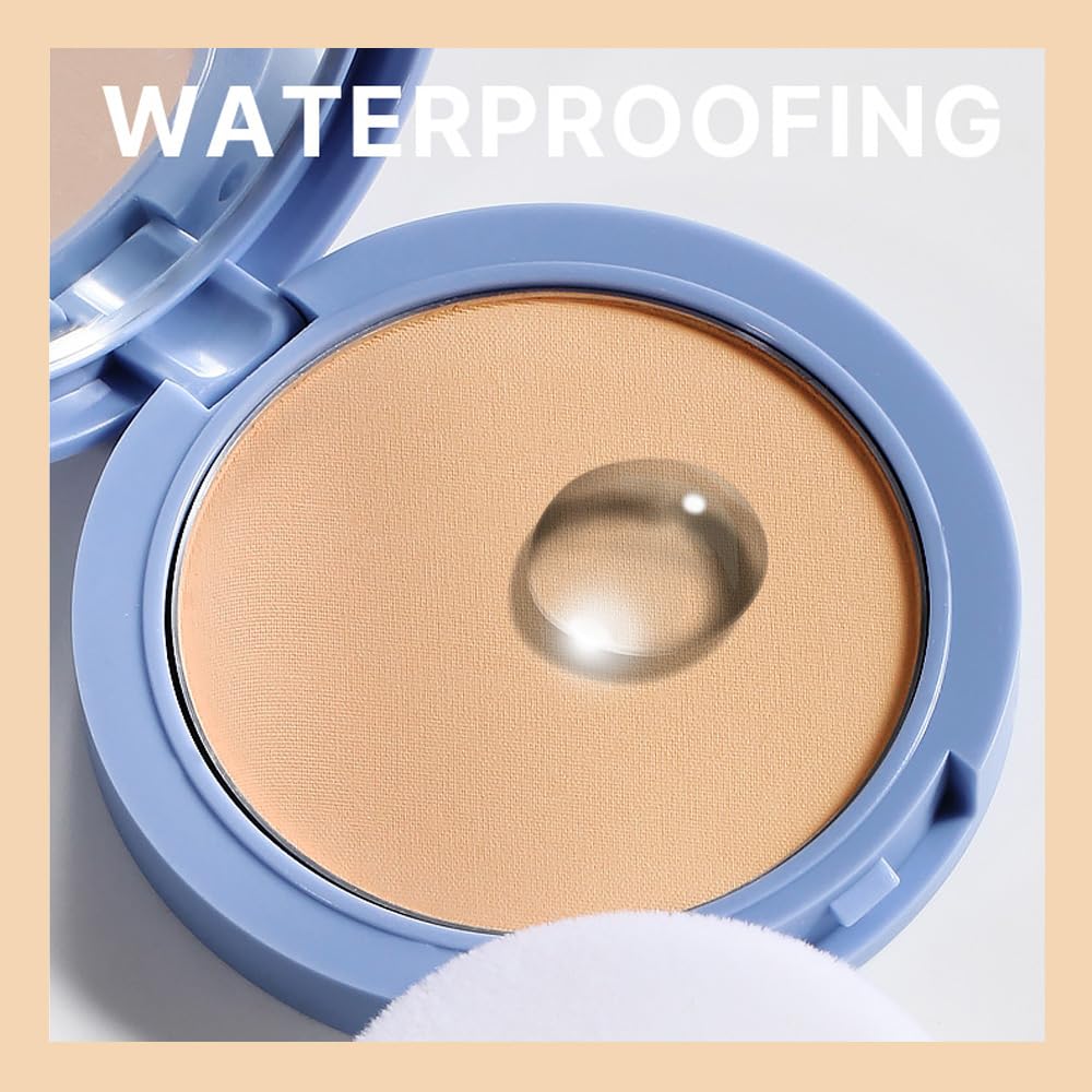 Kaely Pressed Face Powder Compact, Oil Control Flawless Makeup Setting Powder, Perfection Matte Compact Powder Foundation, polvo compacto de maquillaje, Lightweight Waterproof, 03 Pure Beige