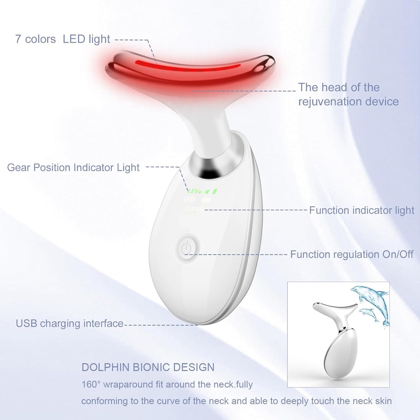 Facial Massager,7 Color LED Light Therapy for Face and Neck,Portable Beauty Skin Care Tools