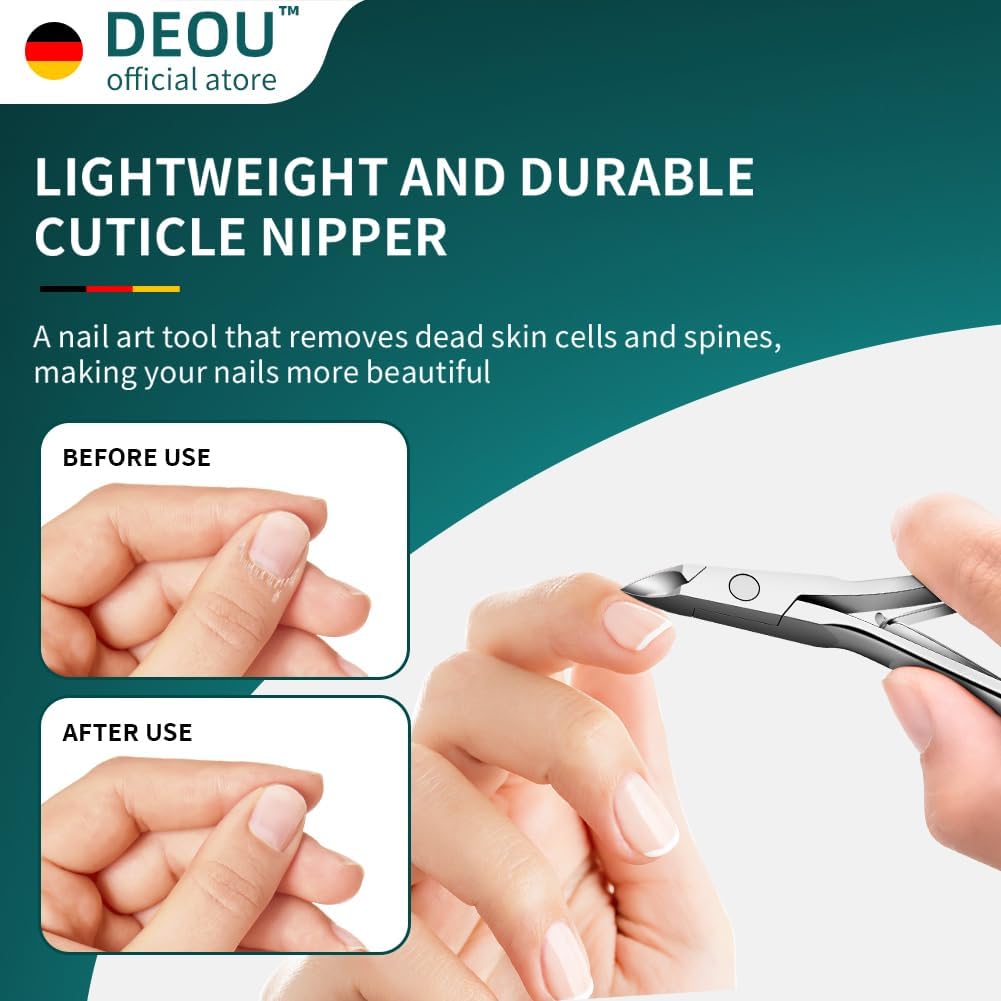 DEOU professional cuticle scissors, salon manicure tools, stainless steel eyelash trimmer, Manicurist nail care blade, extremely sharp, for women's manicure (Cuticle scissors + Gift box)