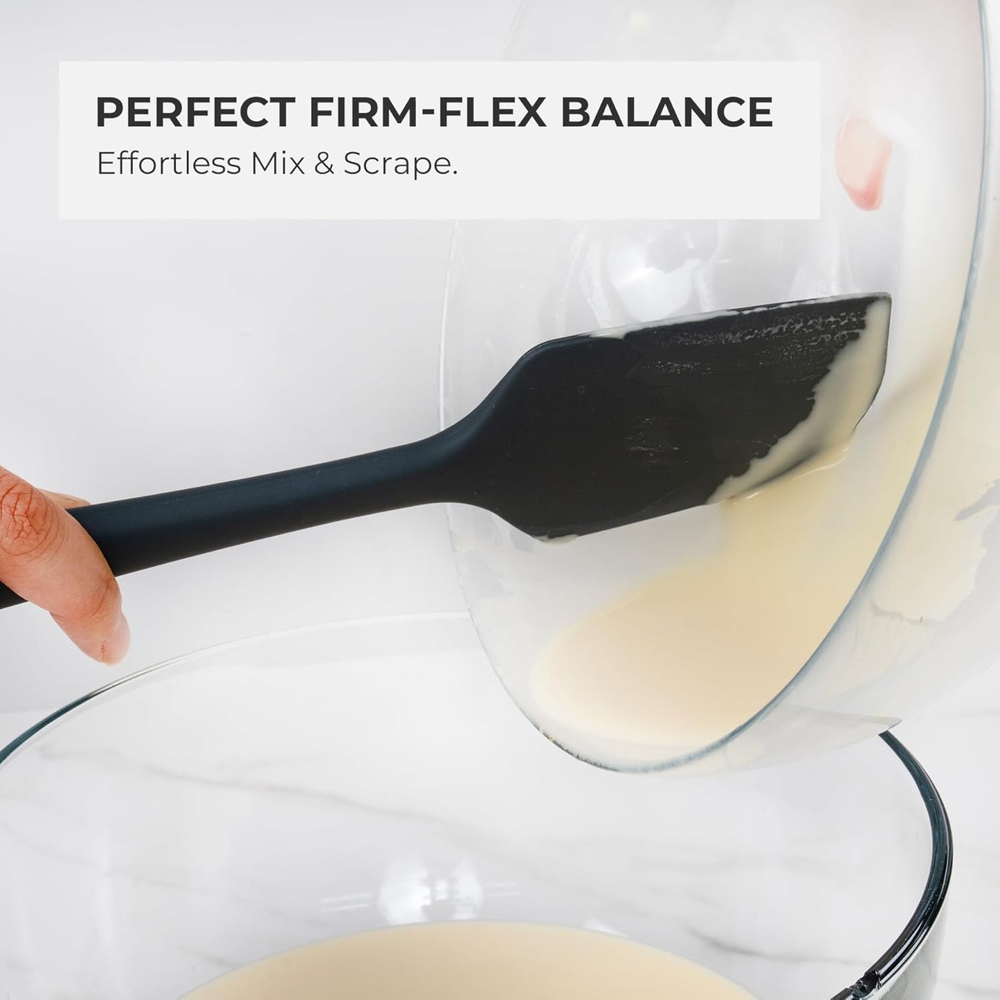 Elihome Skinny Silicone Spoonula - Non-Stick Heat Resistant Silicone Scraper Spatula for Mixing, Serving, Scraping, Stirring, and More - 11 Inch, Black