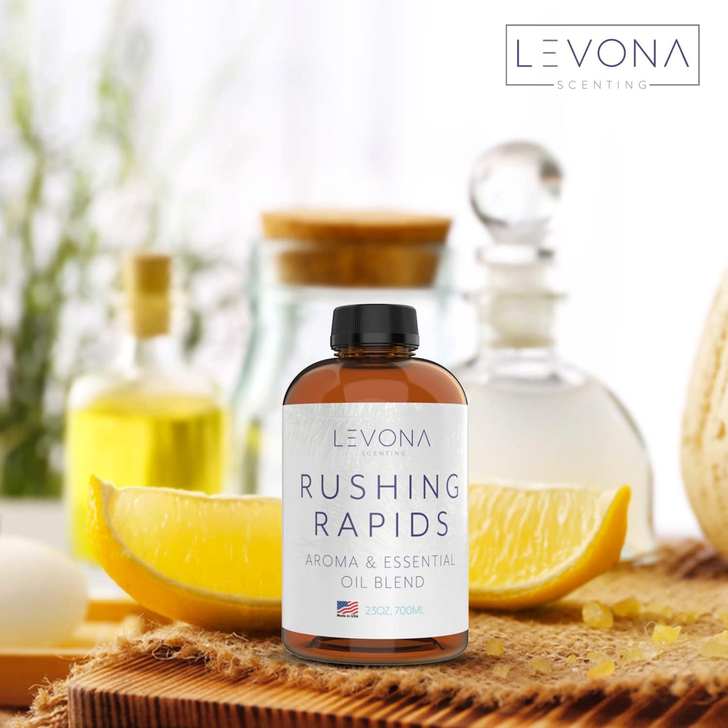 Levona Scent Essential Oil - Fresh Aroma for Home, Office, Hotel & Spa, Perfect in Humidifiers and Diffusers, Luxury Fragrance, With Grapefruit, Citrus, Vanilla Notes - 700ml/ 23 fl oz, Rushing Rapids