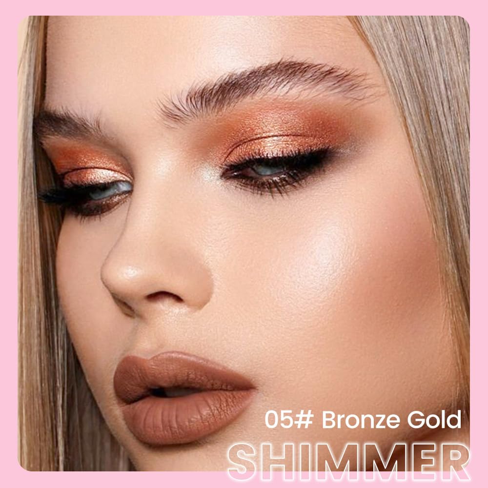 Kaely 2in1 Cream Eye Shadow Brightener Sticks for Eyes, Pencil Eyeshadow Applicator Stick Waterproof Pigmented, Eye Shadow Palette Highlighter Makeup, sombras para ojos, 05 Bronze Gold Shimmer