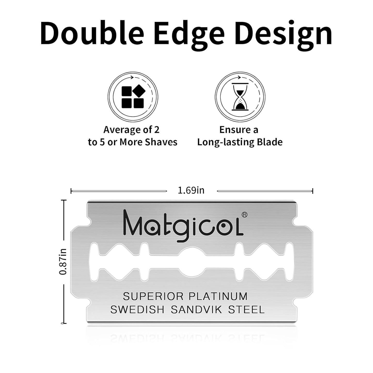 Double Edge Safety Razor Blades - 100 Count Premium Platinum Swedish Steel Blades for Men & Women’s Razors with a Smooth Precise and Clean Shave