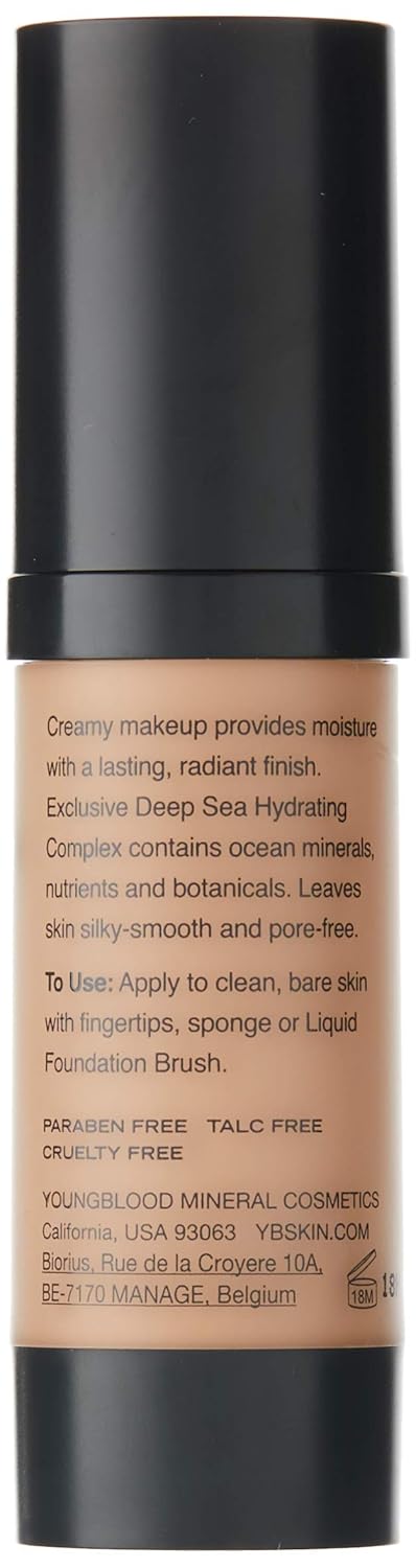 Youngblood Clean Luxury Cosmetics Liquid Mineral Foundation, Capri | Dewy Mineral Lightweight Full Coverage Makeup for Dry Skin Poreless Flawless Tinted Glow | Vegan, Cruelty Free, Gluten-Free