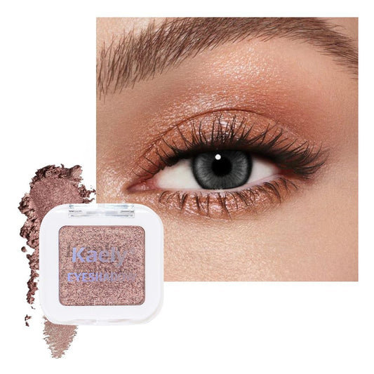 evpct Rose Gold Single Eyeshadow Palette Makeup for Older Women, Amber Rush Brown Shimmer Glitter Sparkly Cream Eye Shadow Palette Brightener Makeup for Older Women, High Pigment Monochrome Eyeshadow