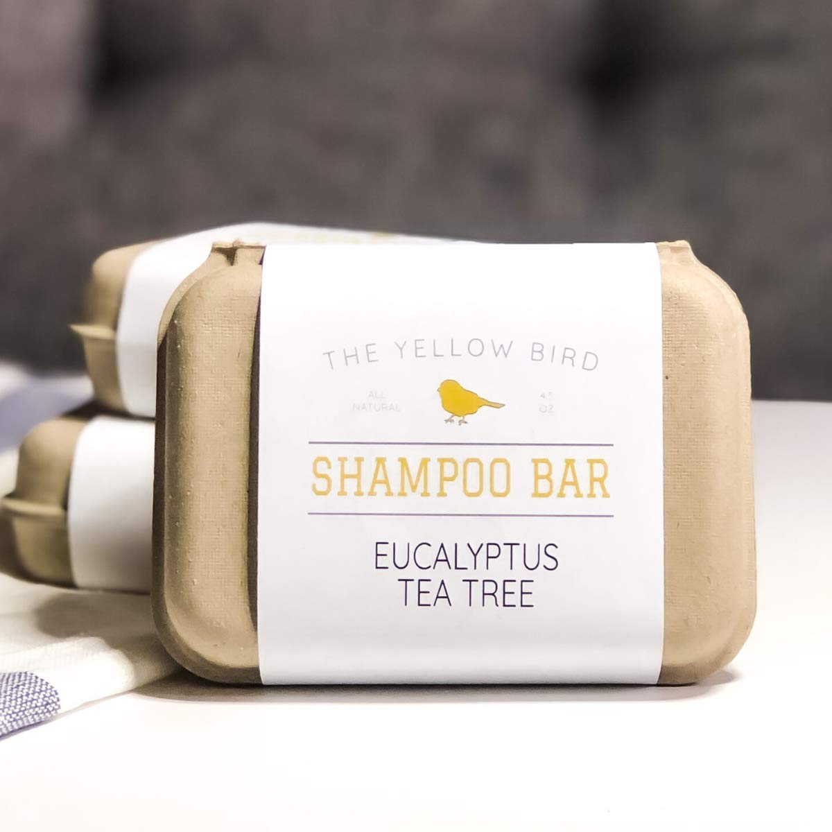 The Yellow Bird Eucalyptus Tea Tree Shampoo Bar. All Natural & Organic Ingredients. Sulfate Free, Detergent Free, Color Safe, and Silicone Free. Vegan, Plastic Free, Zero Waste Shampoo Soap
