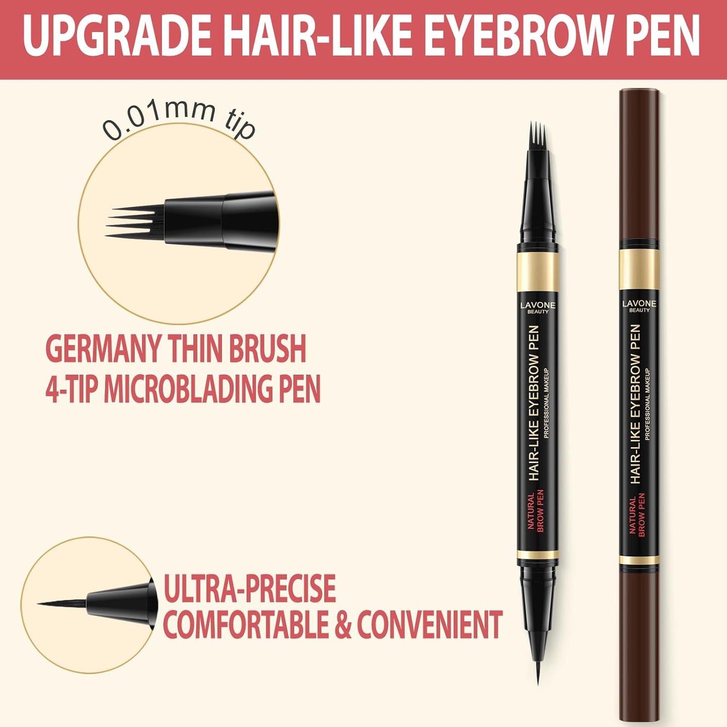 Eyebrow Pen Kit, with Microblading Eyebrow Pen, Eyebrow Gel, Eyeliner, Eyebrow Brush, Eyebrow Pencils for Women, Waterproof, Smudge Proof, Long Lasting Makeup Formula - Dark Brown
